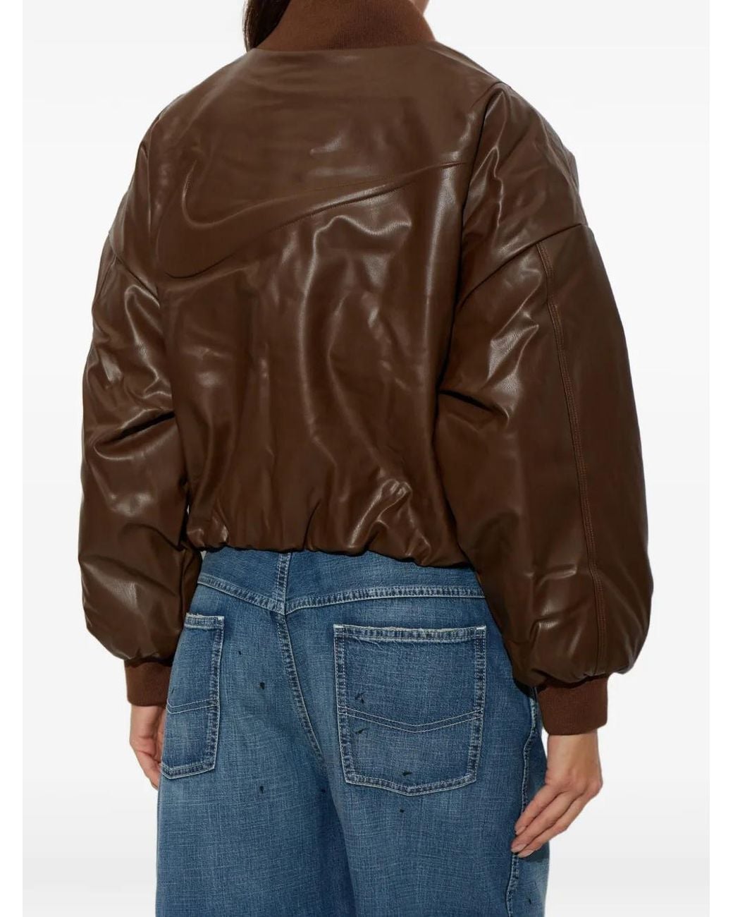 Nike Brown Swoosh-Logo Bomber Jacket