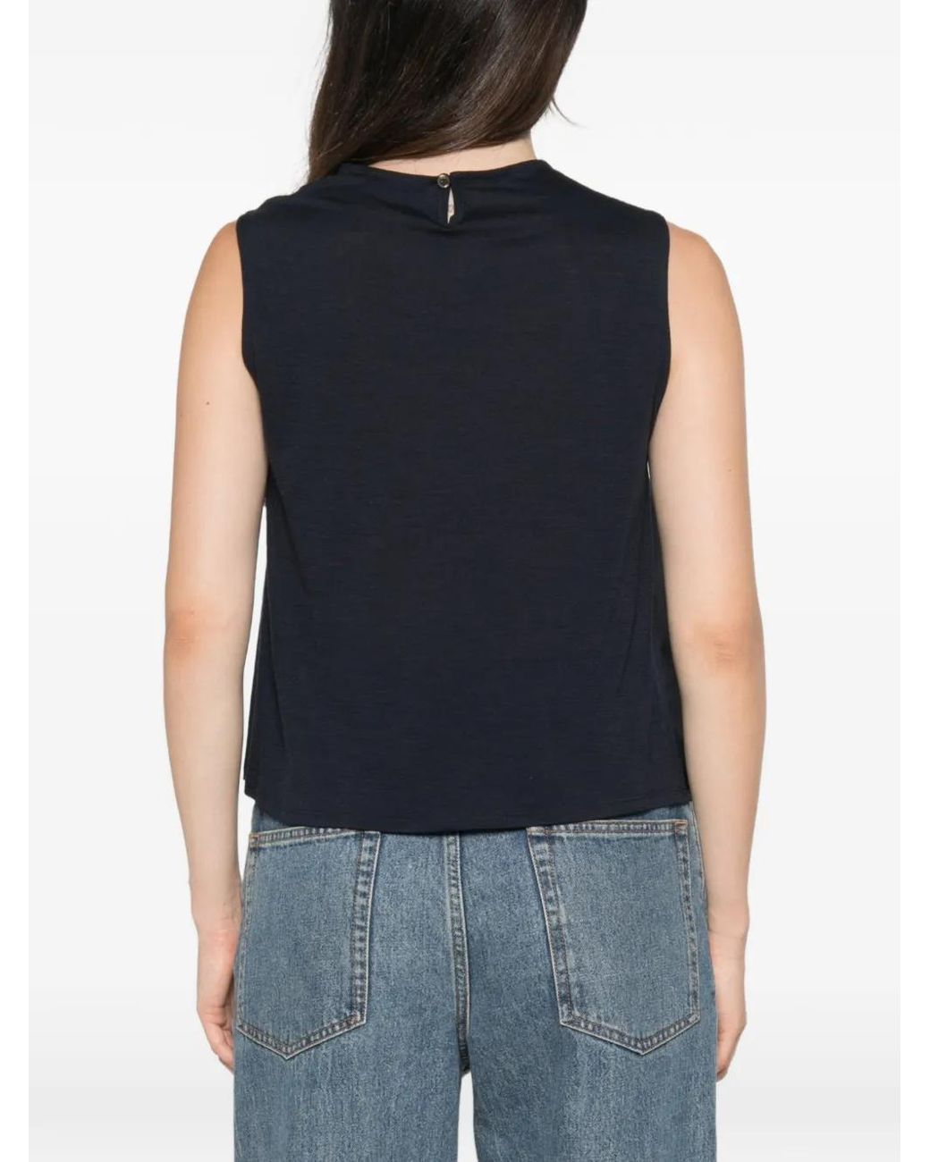 Whyci Black Satin-Finish Sleeveless Blouse