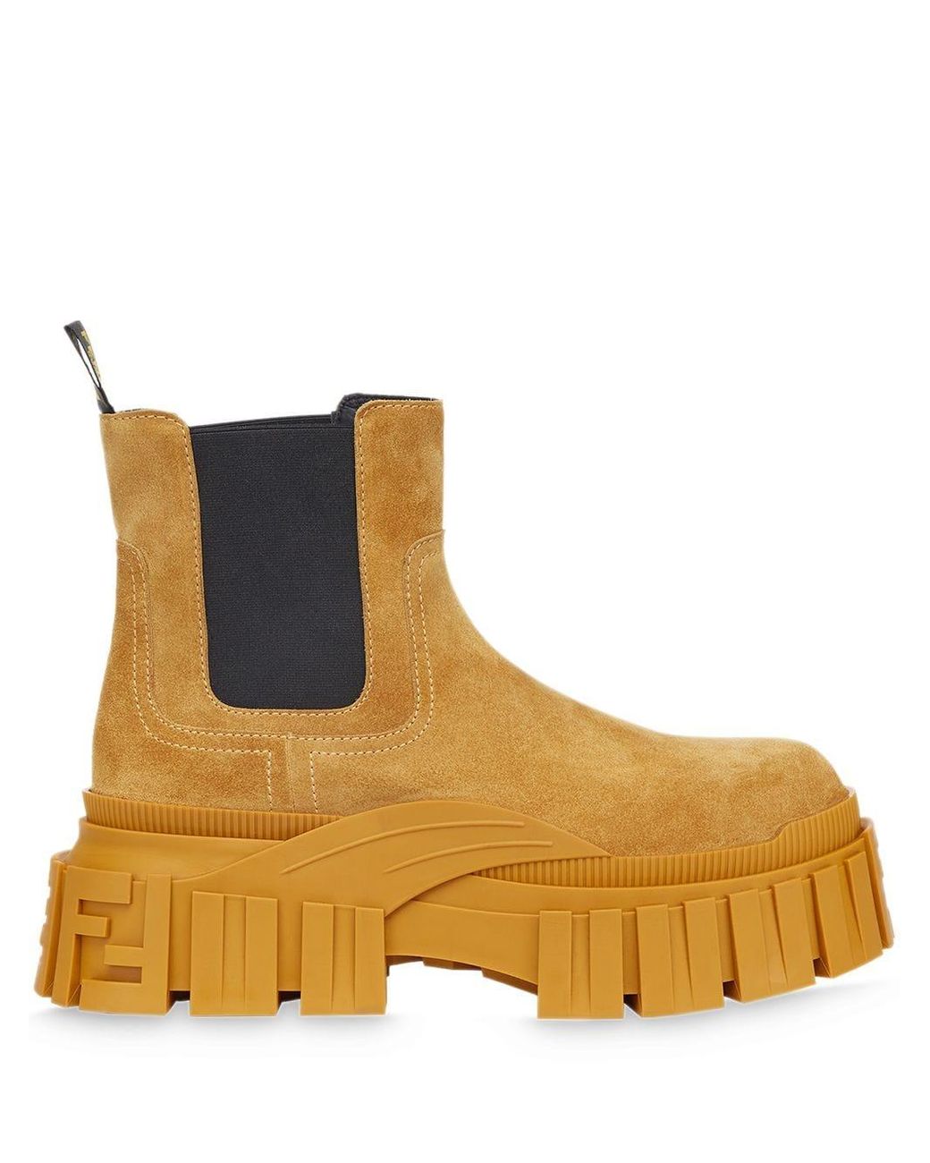 Fendi Leather Chunky Chelsea Boots in Yellow for Men Lyst