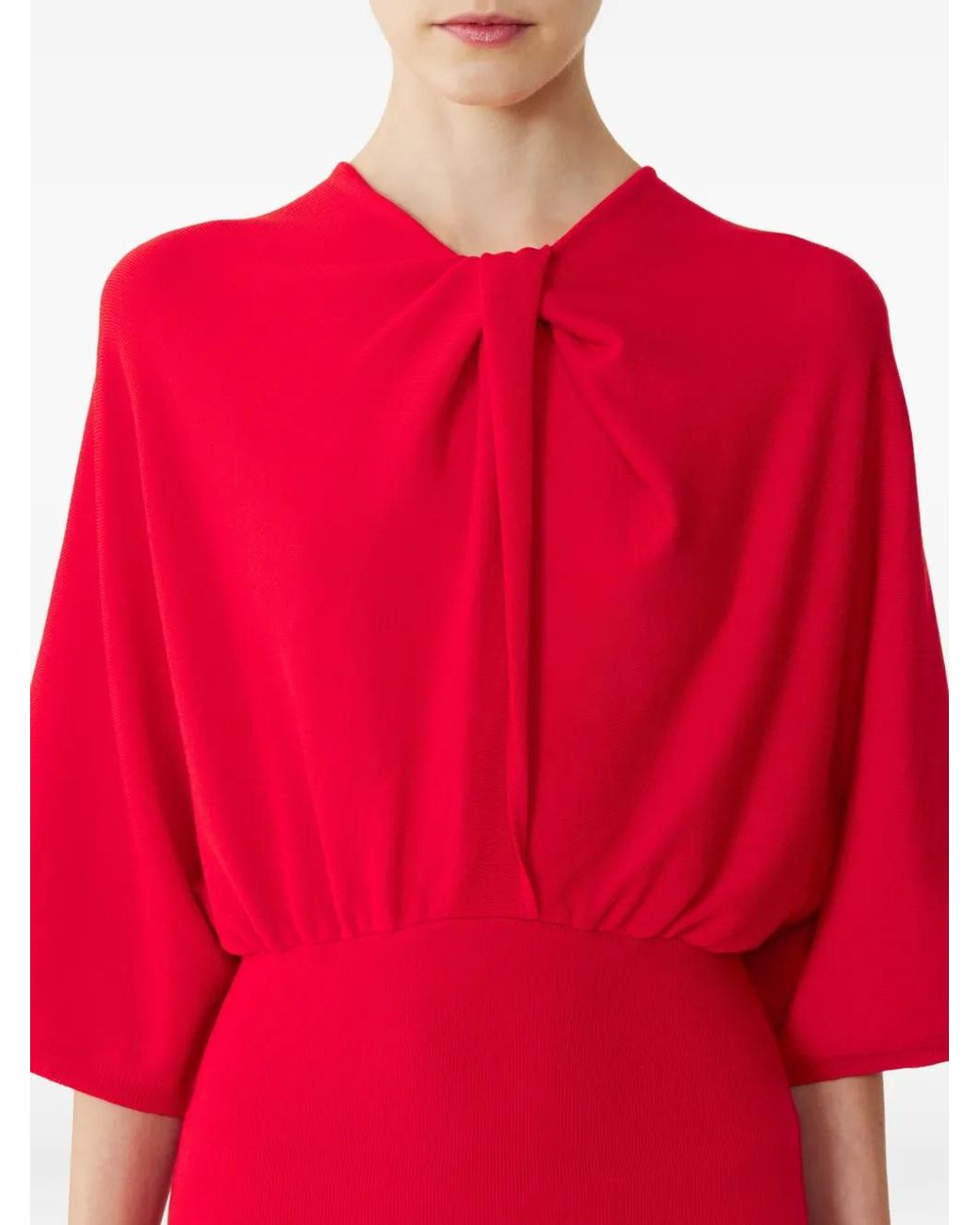 Lanvin Red Merino Wool Sweater With Bow Detail