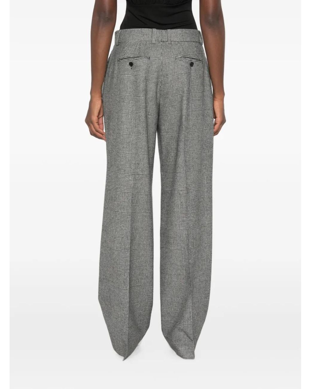 Dolce & Gabbana Gray Check-Pattern Pleated Trousers