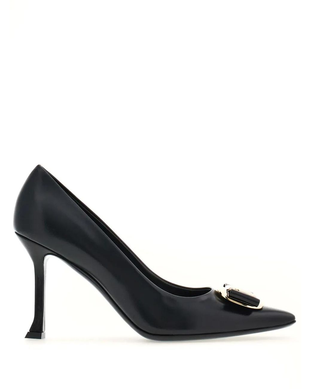 Ferragamo Black Luxe Vara Plate Pump