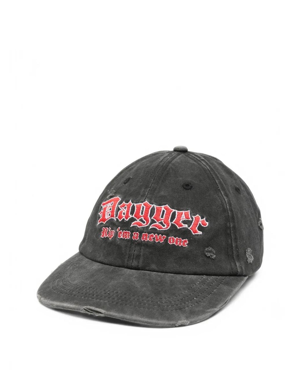 DAGGER Gray Distressed Embroidered Baseball Cap for men