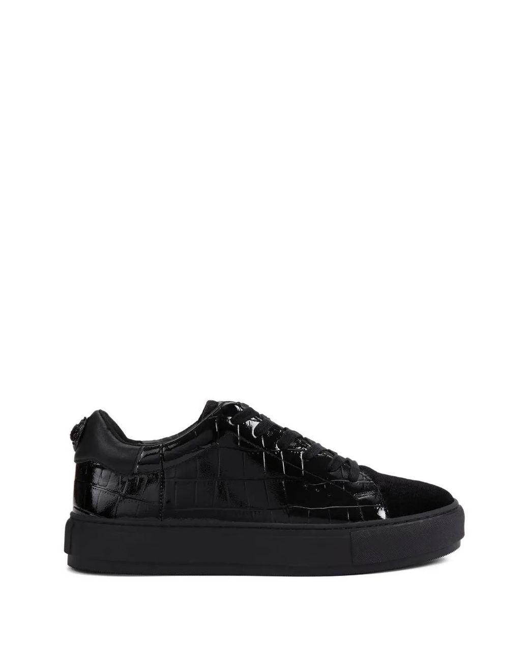 Kurt Geiger Black Croc Head Lace-Up Sneakers for men