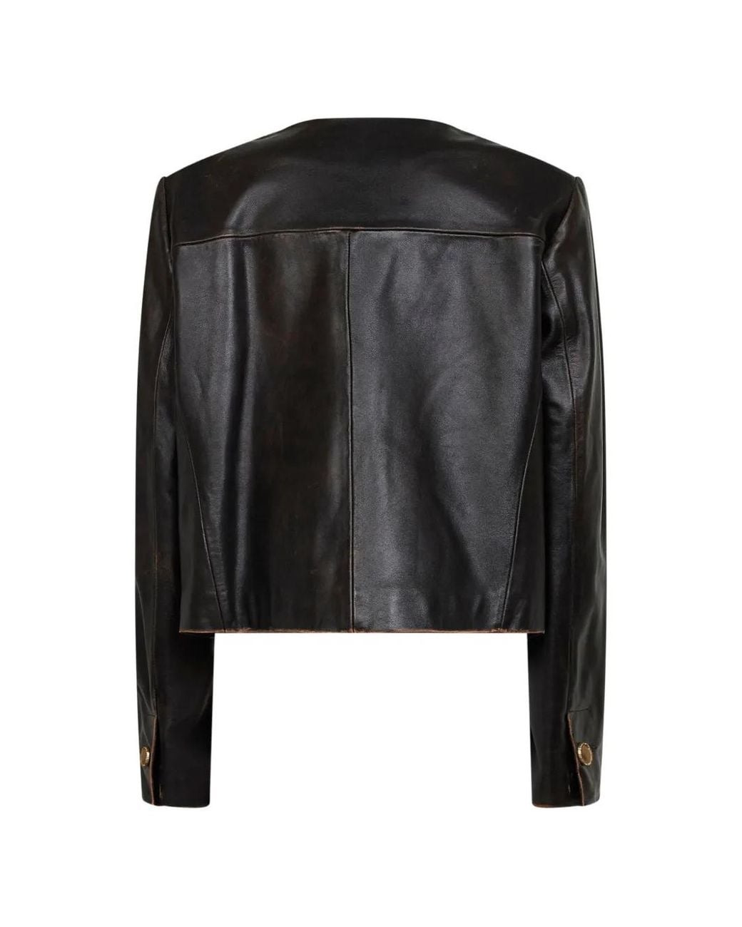 Arma Black Button Leather Jacket