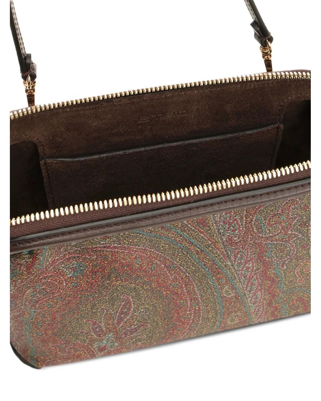 Etro Brown Arnica Paisley-Pattern Clutch Bag