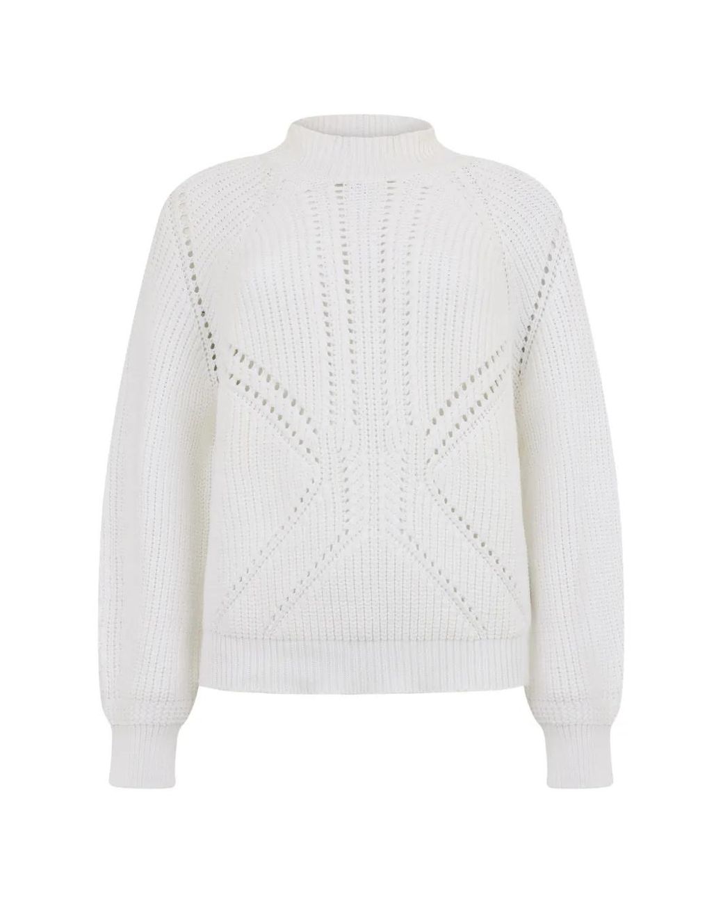 Moorer White Pointelle-Knit High-Neck Sweater