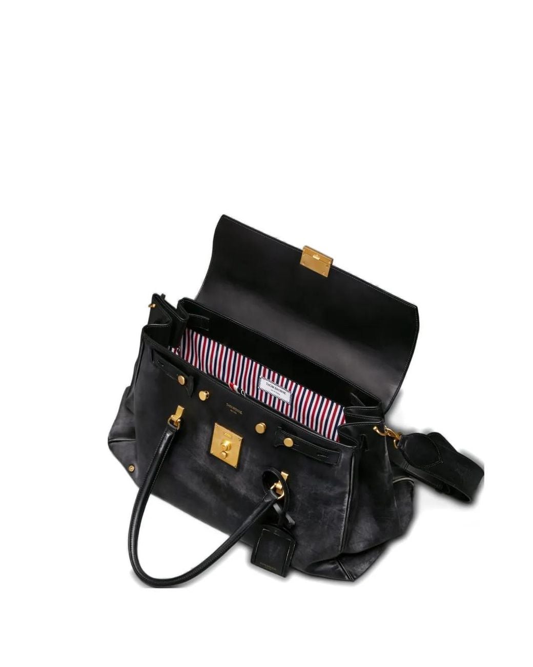 Thom Browne Black Bolton Weekender Bag for men