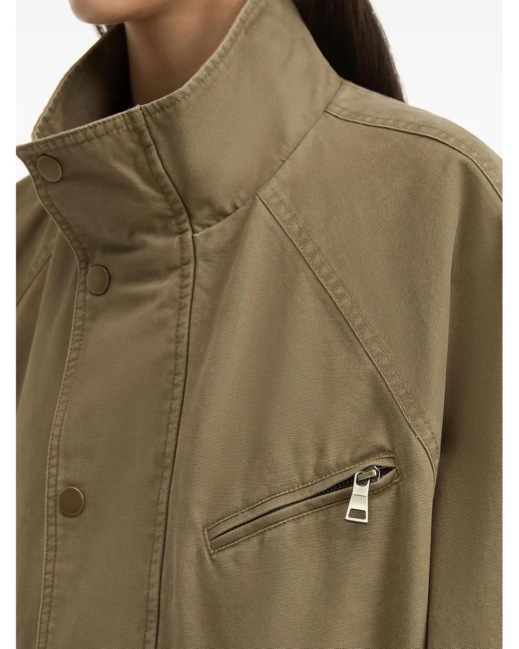 B+ AB Green Button-Fastening Pocket Jacket