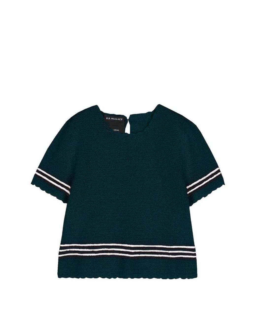 B.B. Wallace Blue Turrel Striped Wool Top