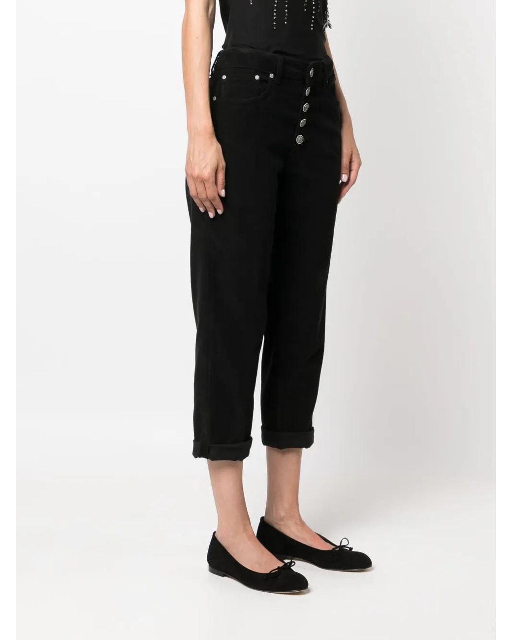 Dondup Black Koons Button-Fly Cropped Trousers