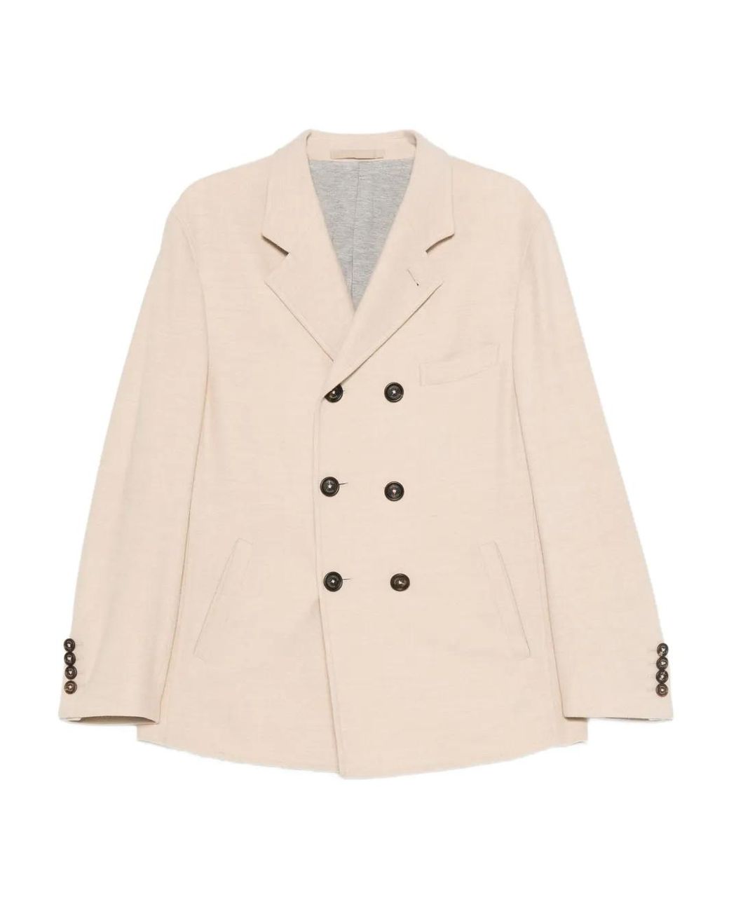 Eleventy Natural Double-Breasted Coat for men