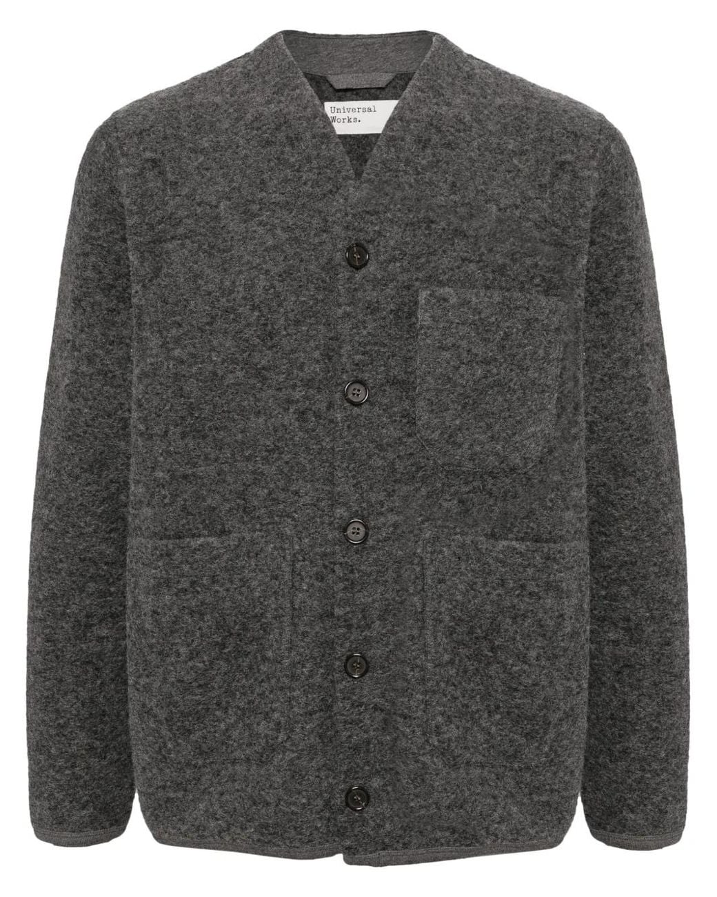 Universal Works Gray Fleece Cardigan for men