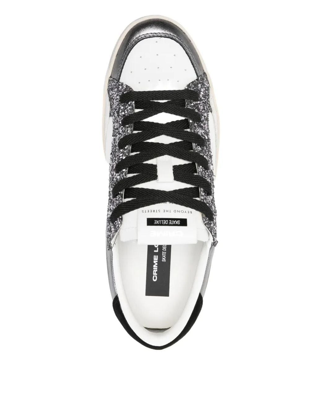 Crime London Brown Sk8 Deluxe Glitter-Detail Sneakers