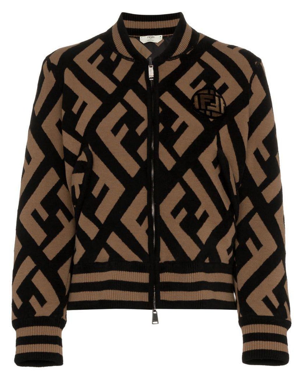 Fendi Synthetic Ff Logo Knitted Bomber Jacket in Black | Lyst Canada