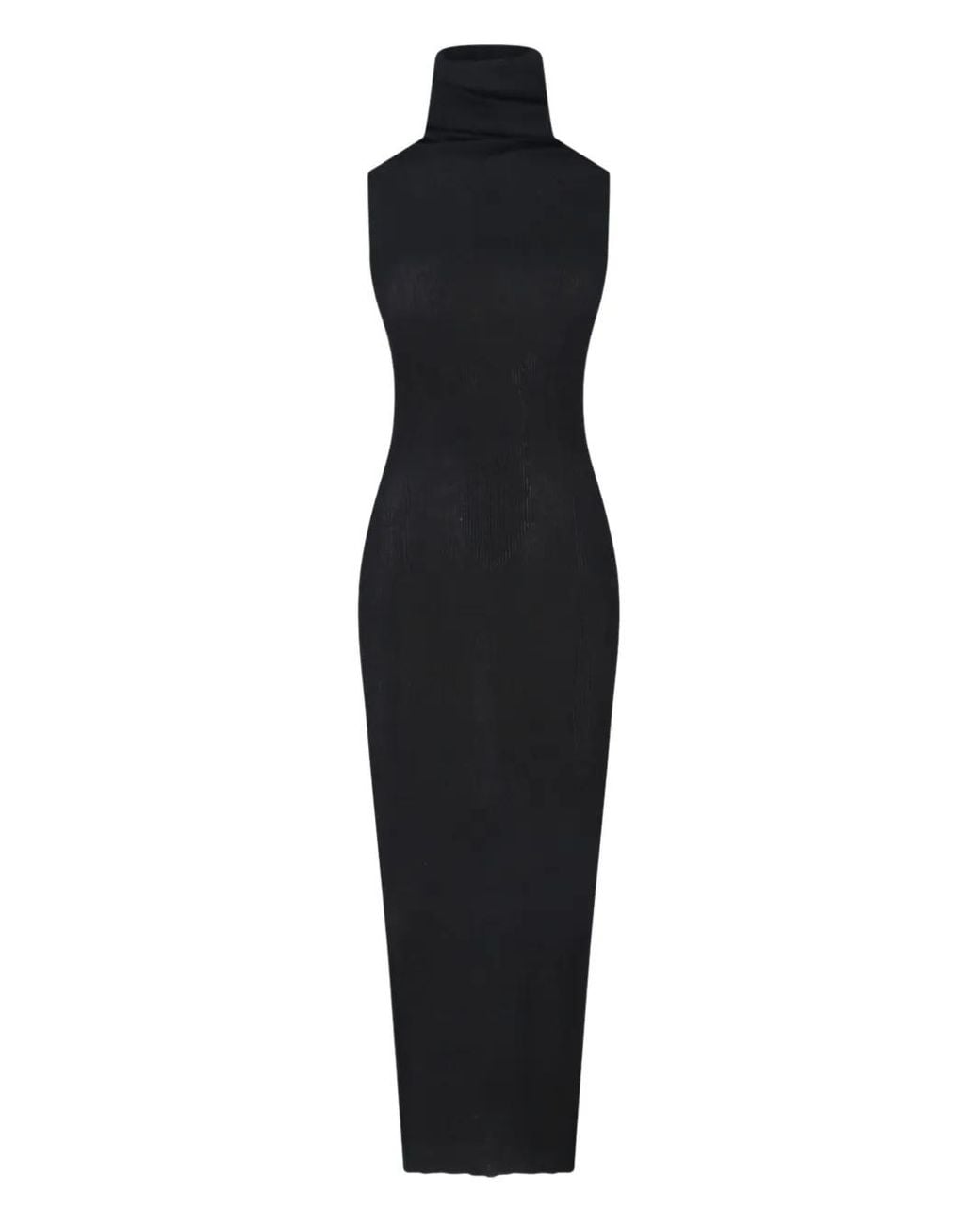 Rick Owens Ribbed High-Neck Maxi Dress in Black | Lyst