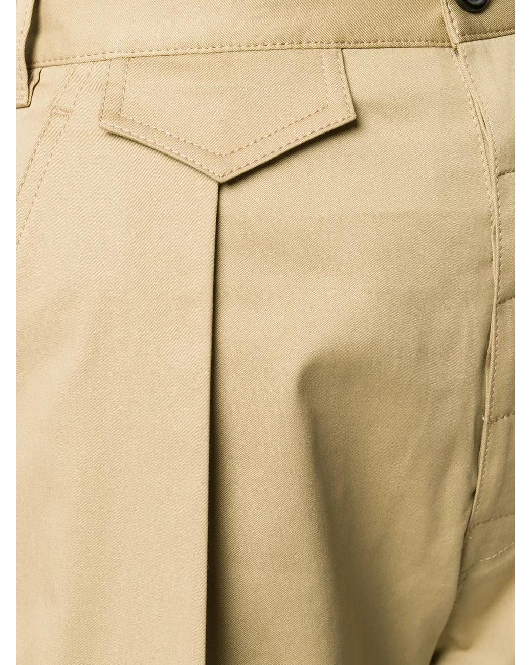 DSquared² Natural Front Pleat High-Waisted Shorts