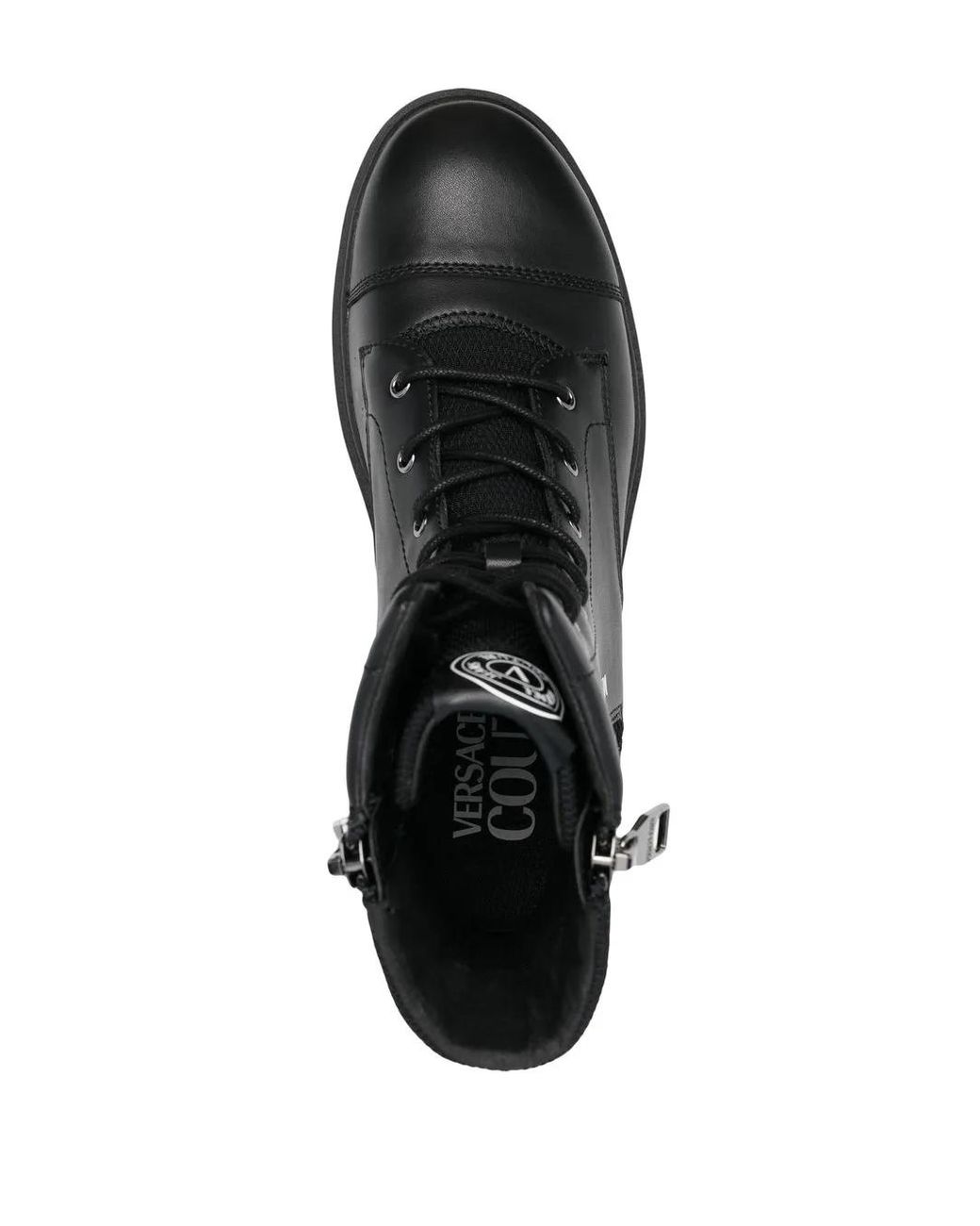 Versace Jeans Couture Black Lace-Up Leather Boots for men
