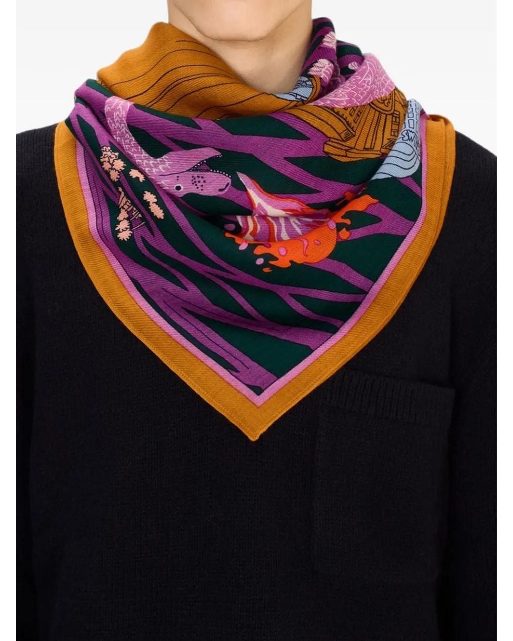 Inoui Edition Orange Vegas Carré 130 Graphic-Print Scarf
