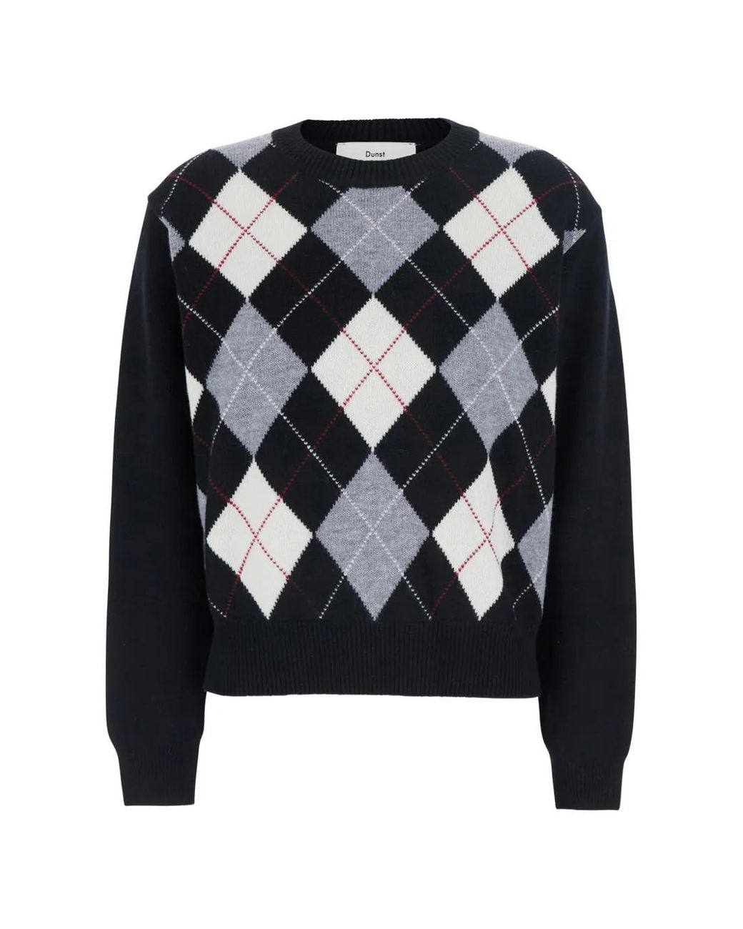 DUNST Black Pullover Mit Argyle-Muster