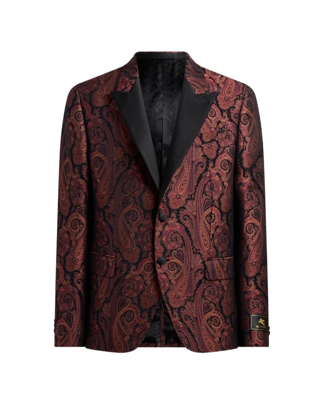 Etro Brown Chenille Jacquard Single-Breasted Jacket With Paisley Motif for men