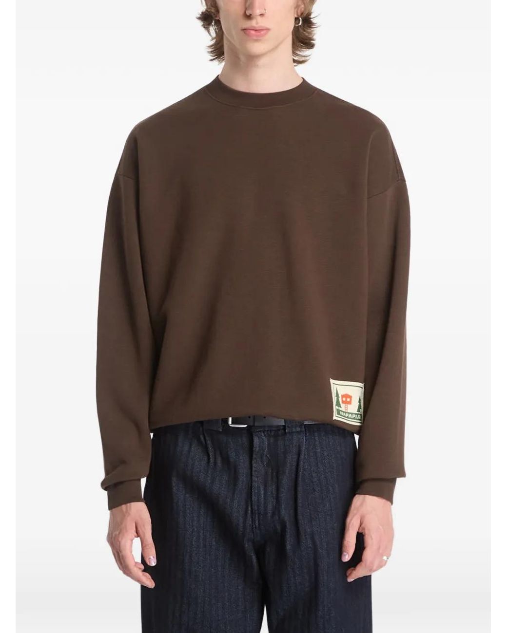 Napapijri Brown Trahus Logo-Patch Sweatshirt for men