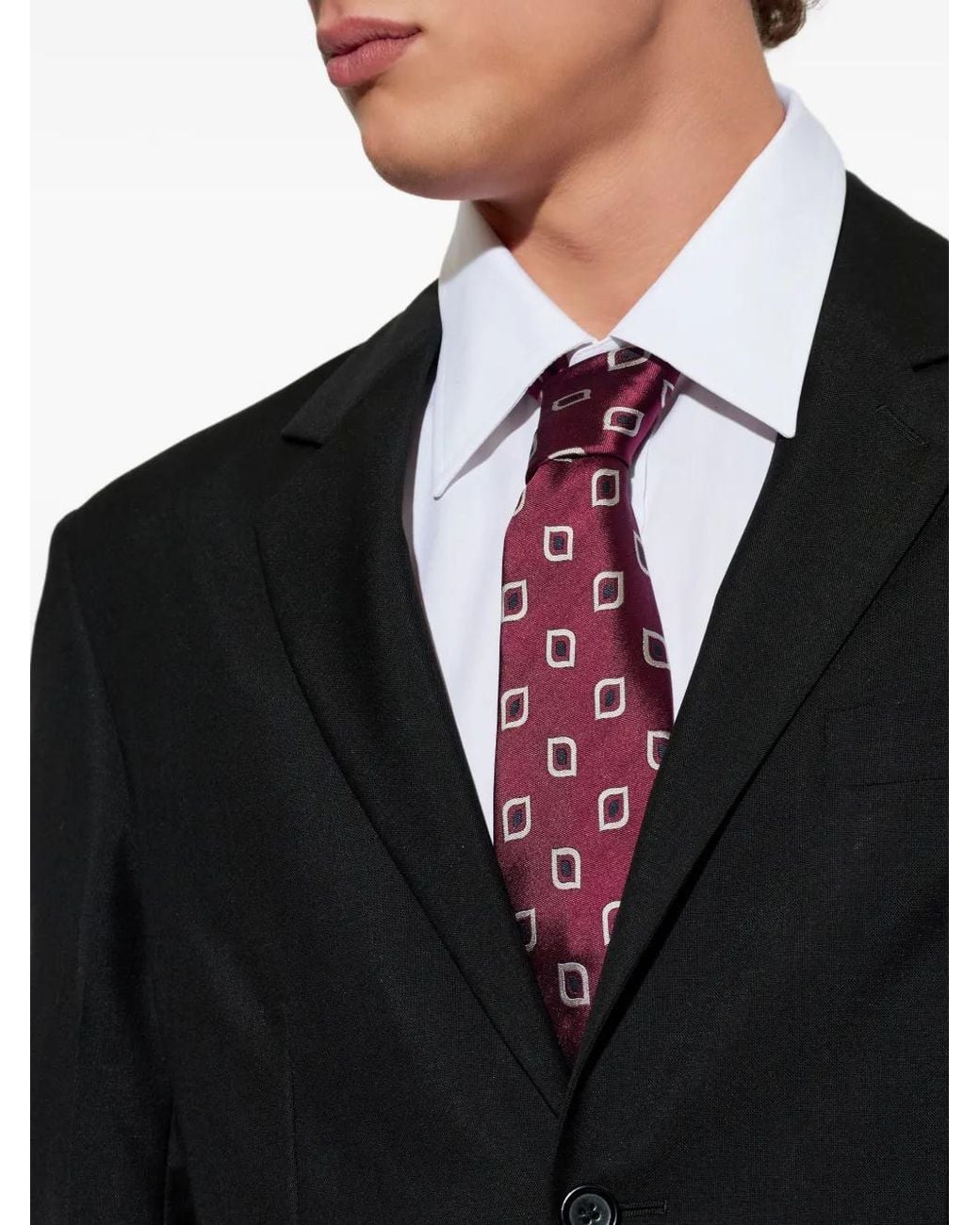 DSquared² Purple Geometric-Print Silk Tie for men