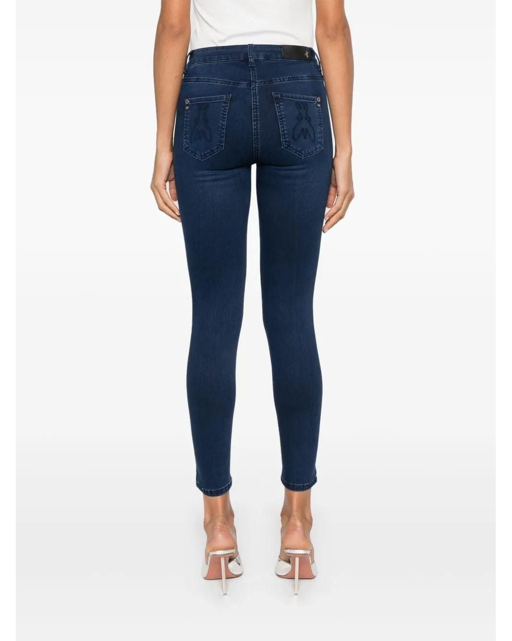 Patrizia Pepe Blue Logo-Plaque Jeans