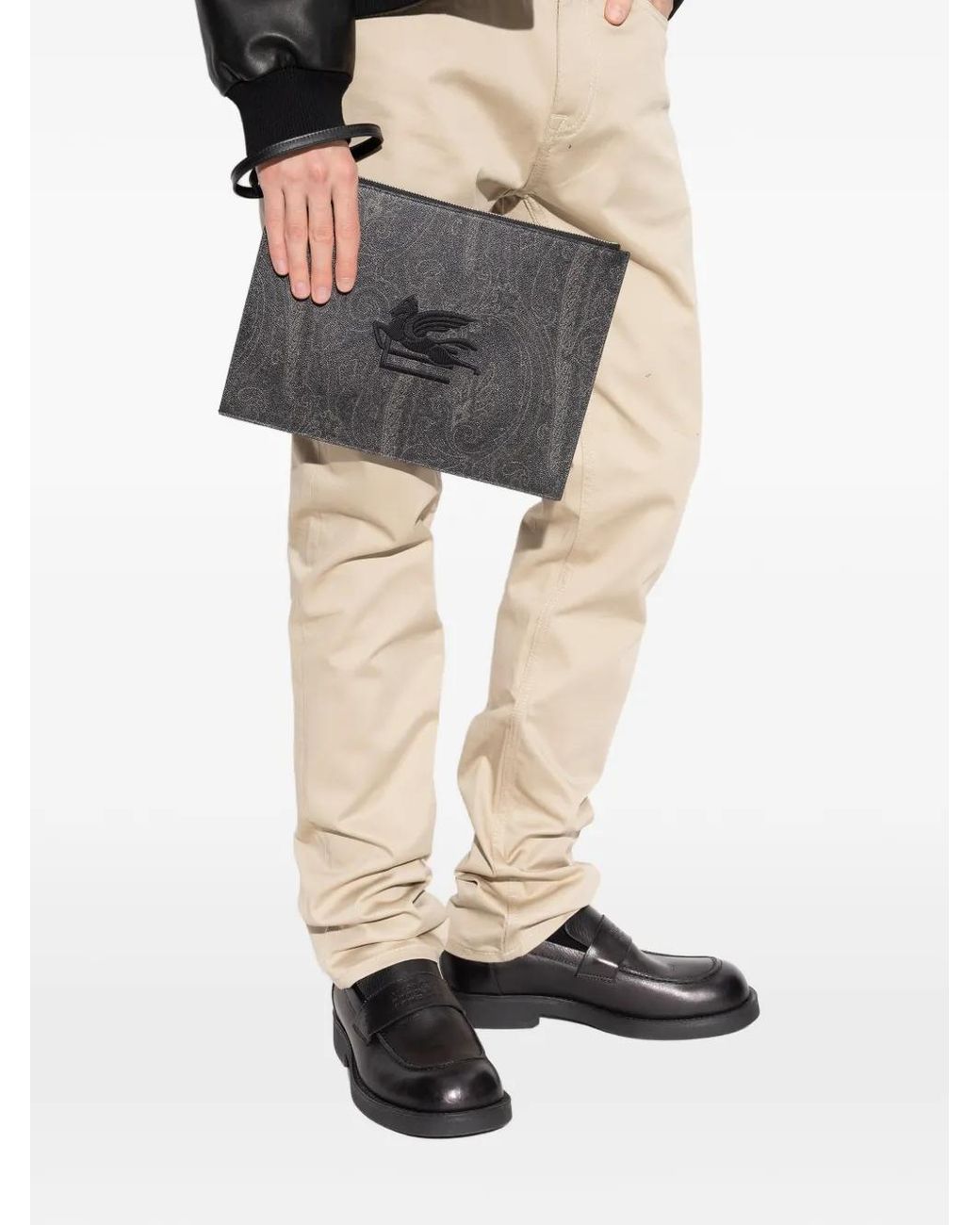 Etro Black Leather Pouch Slg for men