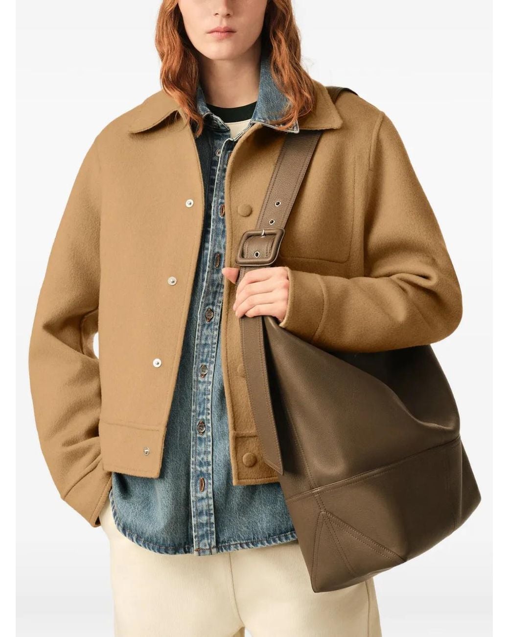 AMI Natural Button-Down Wool And Cashmere Jacket