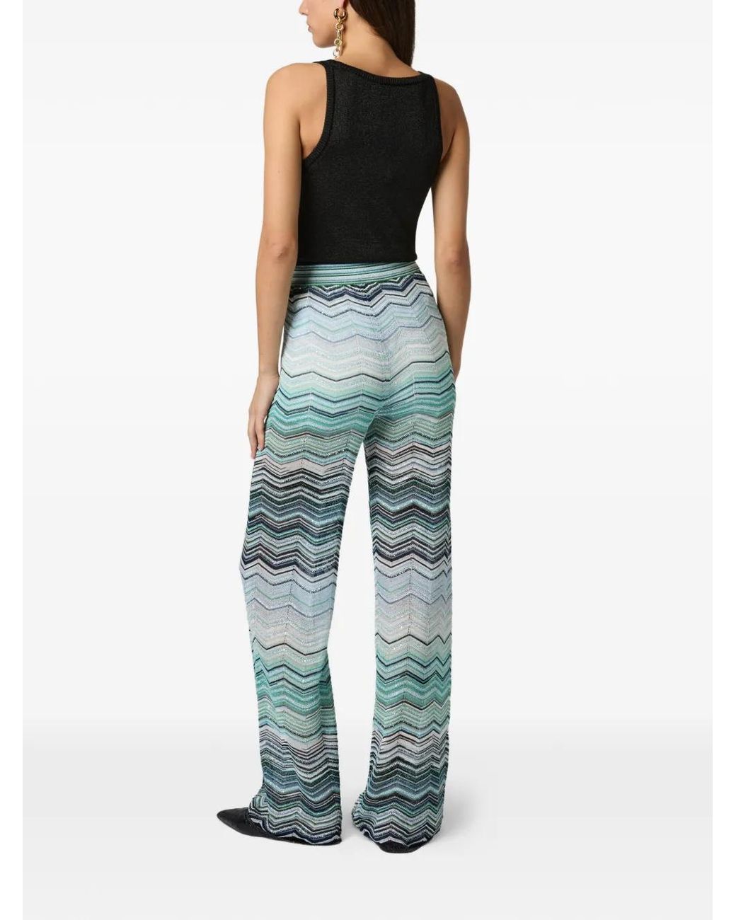 Missoni Blue Chevron-Pattern Trousers