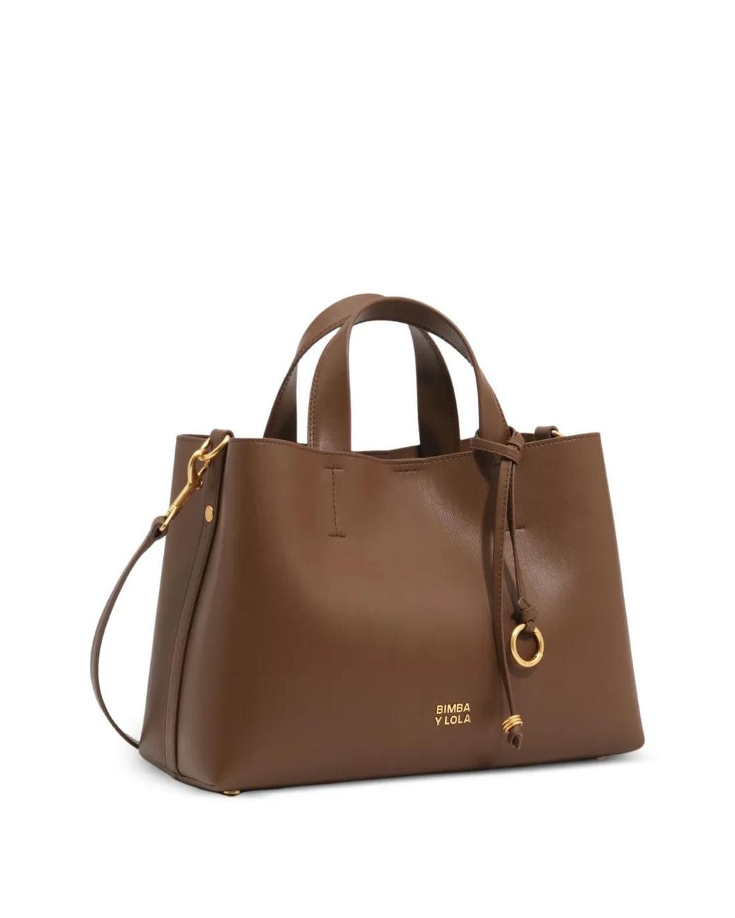 Bimba Y Lola Brown Large Golden- Leather Chihuahua Tote Bag