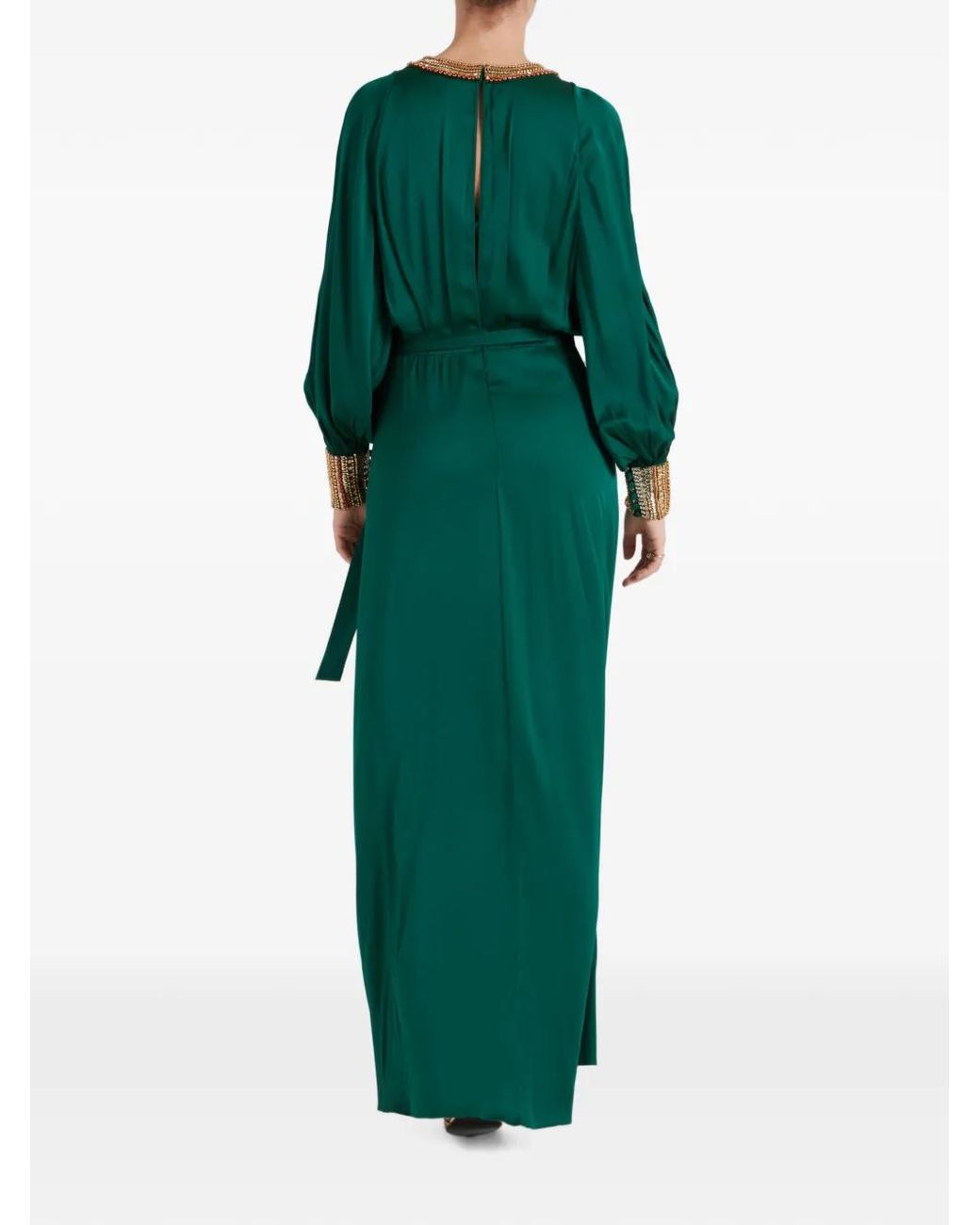 Temperley London Green Tahira Beaded Gownmaxi Dress