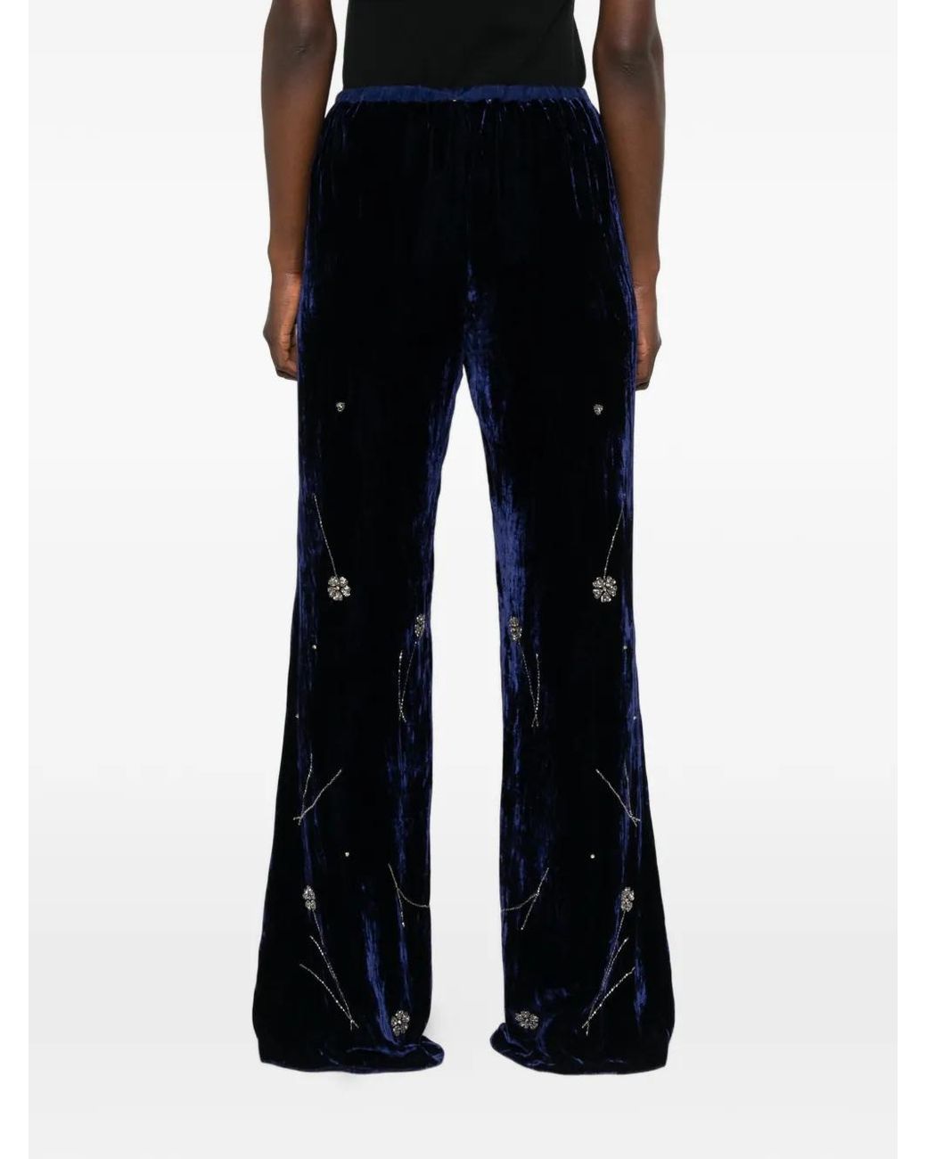Forte_forte Black Fleurs D'Orient Floral-Embroidered Trousers