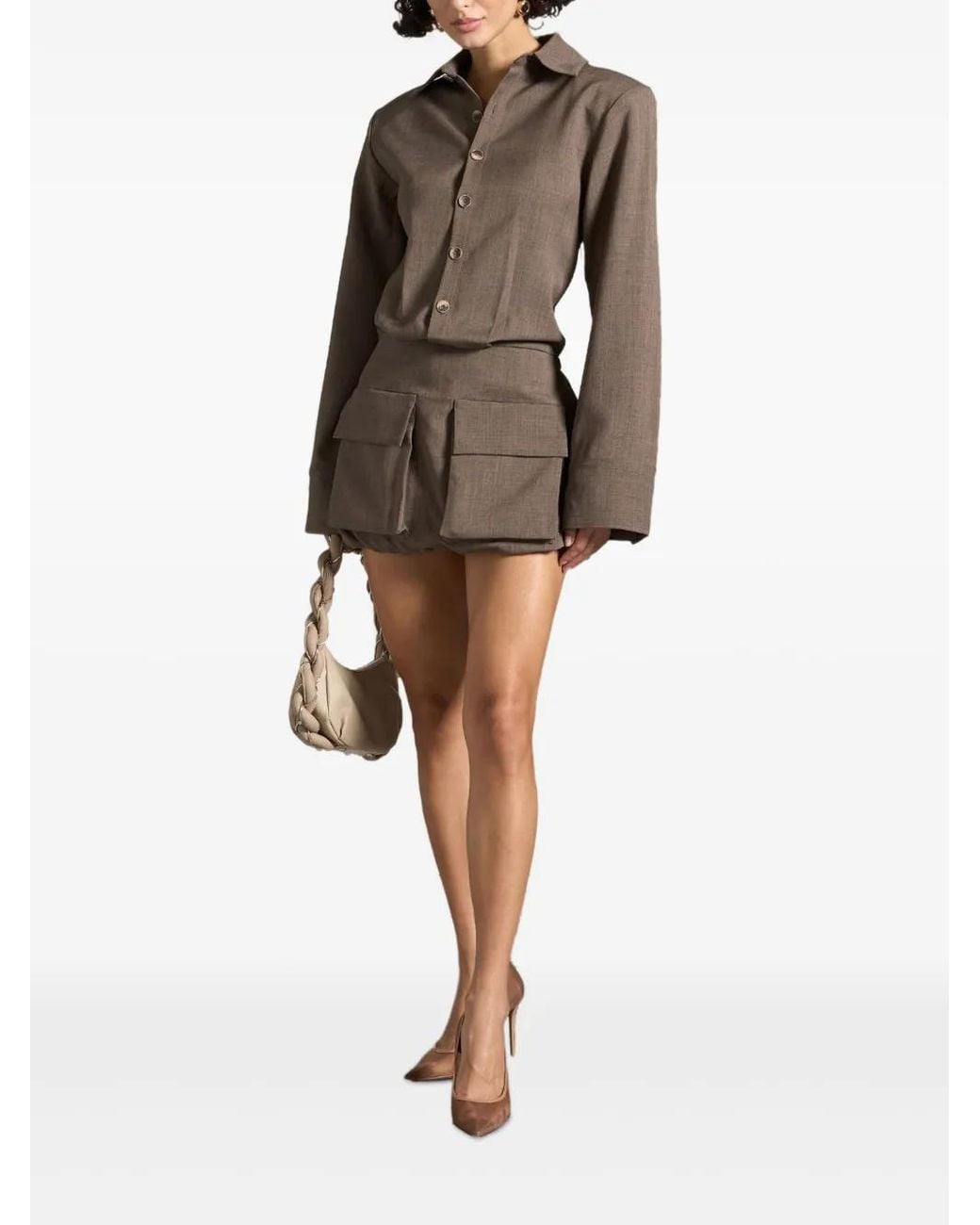 Manière De Voir Brown Laure Cargo Shirt Mini Dress