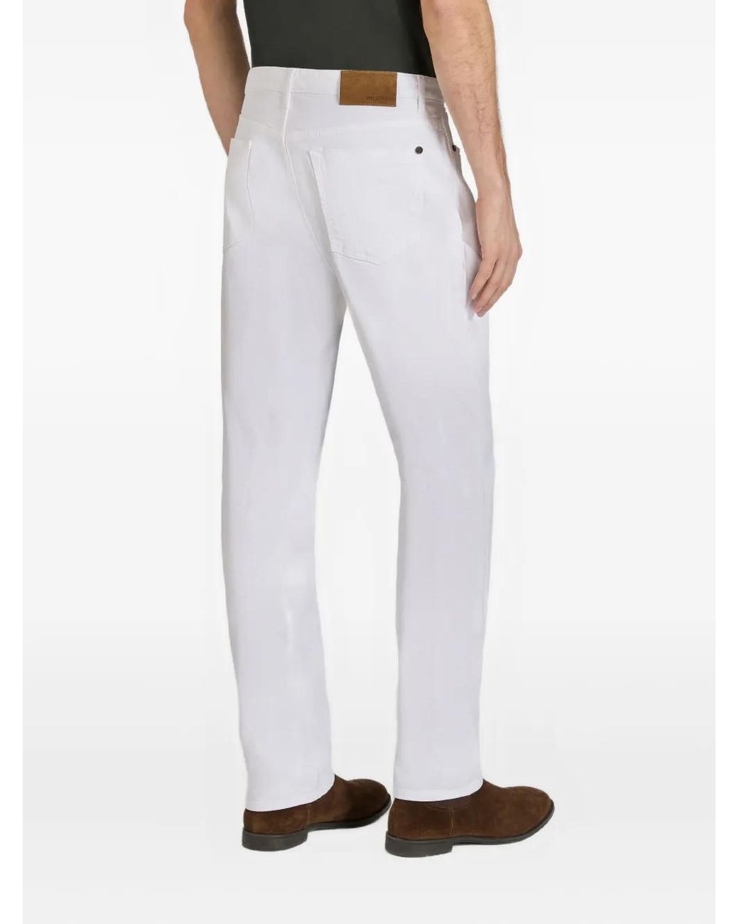 Slowear White Logo-Patch Straight-Leg Jeans for men