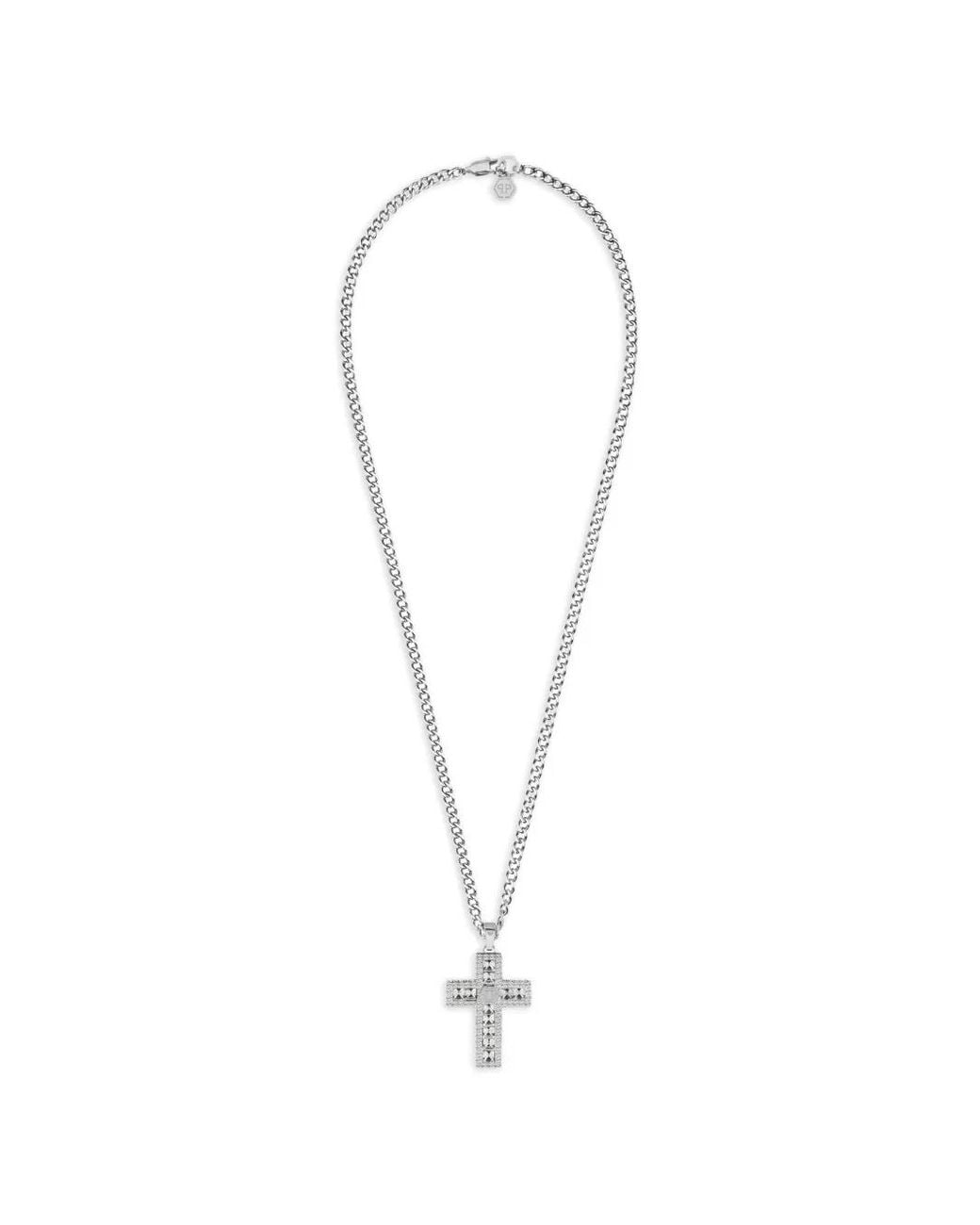 Philipp Plein White Crystal-Embellished Necklace