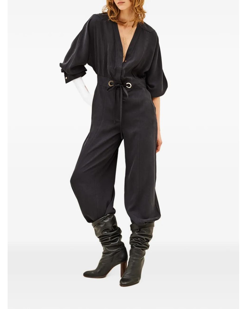 Ba&sh Black Pere Drawstring-Waist Jumpsuit