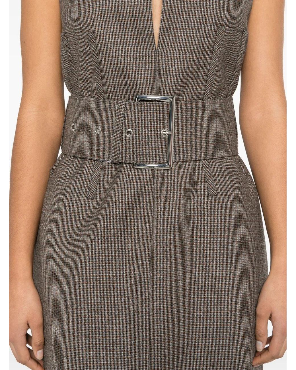 Stella McCartney Gray Houndstooth Mini Dress