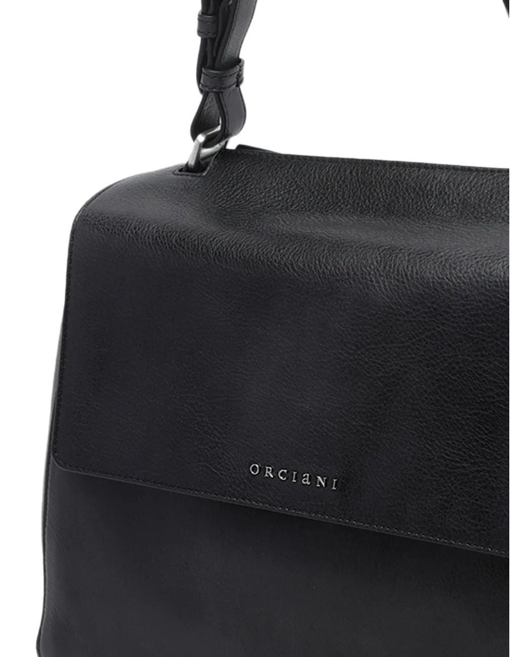 Orciani Black Sveva Leather Medium Handbag