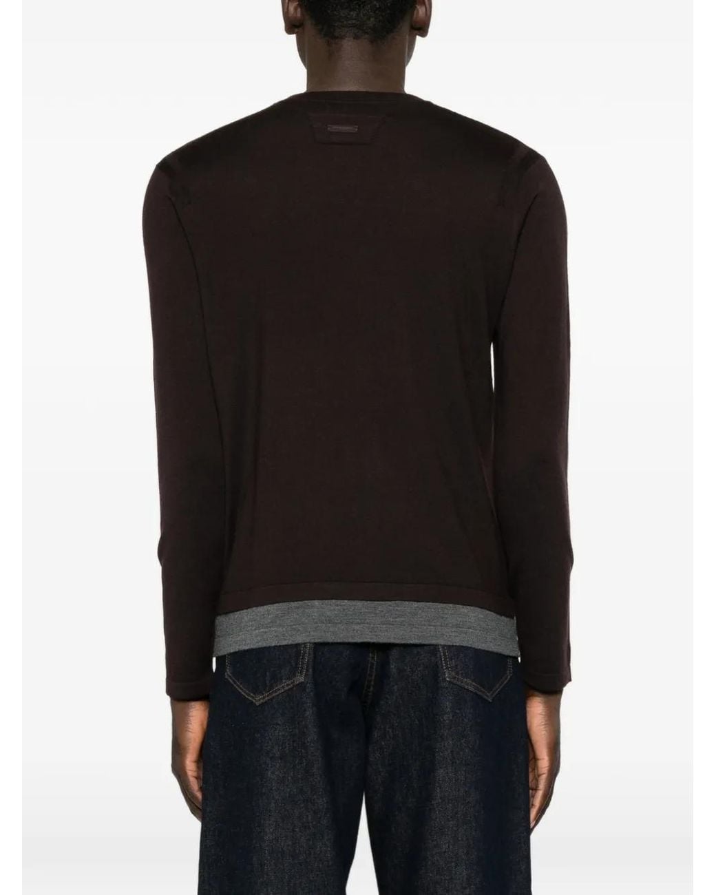 Paolo Pecora Black Pull À Col Rond Et Manches Longues for men