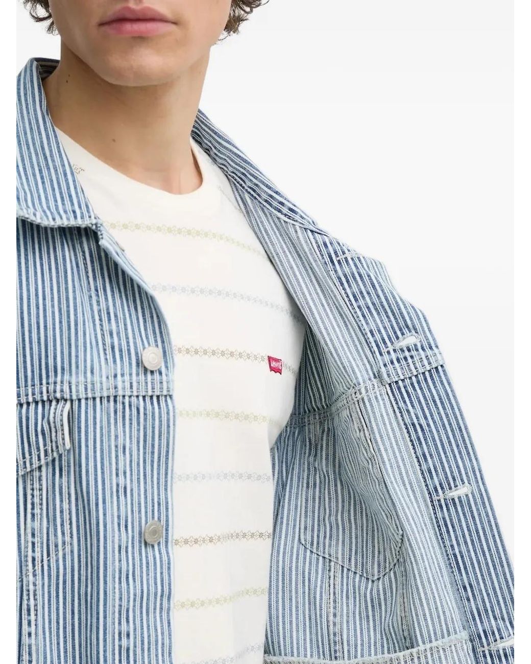 Levi's Blue Striped Denim Jacket for men