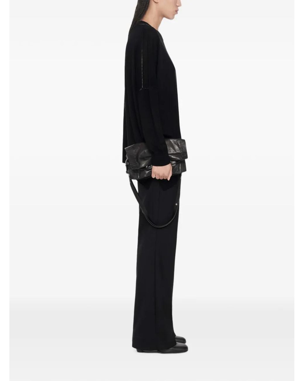 AllSaints Black Martel Asymmetric-Hem Sweater
