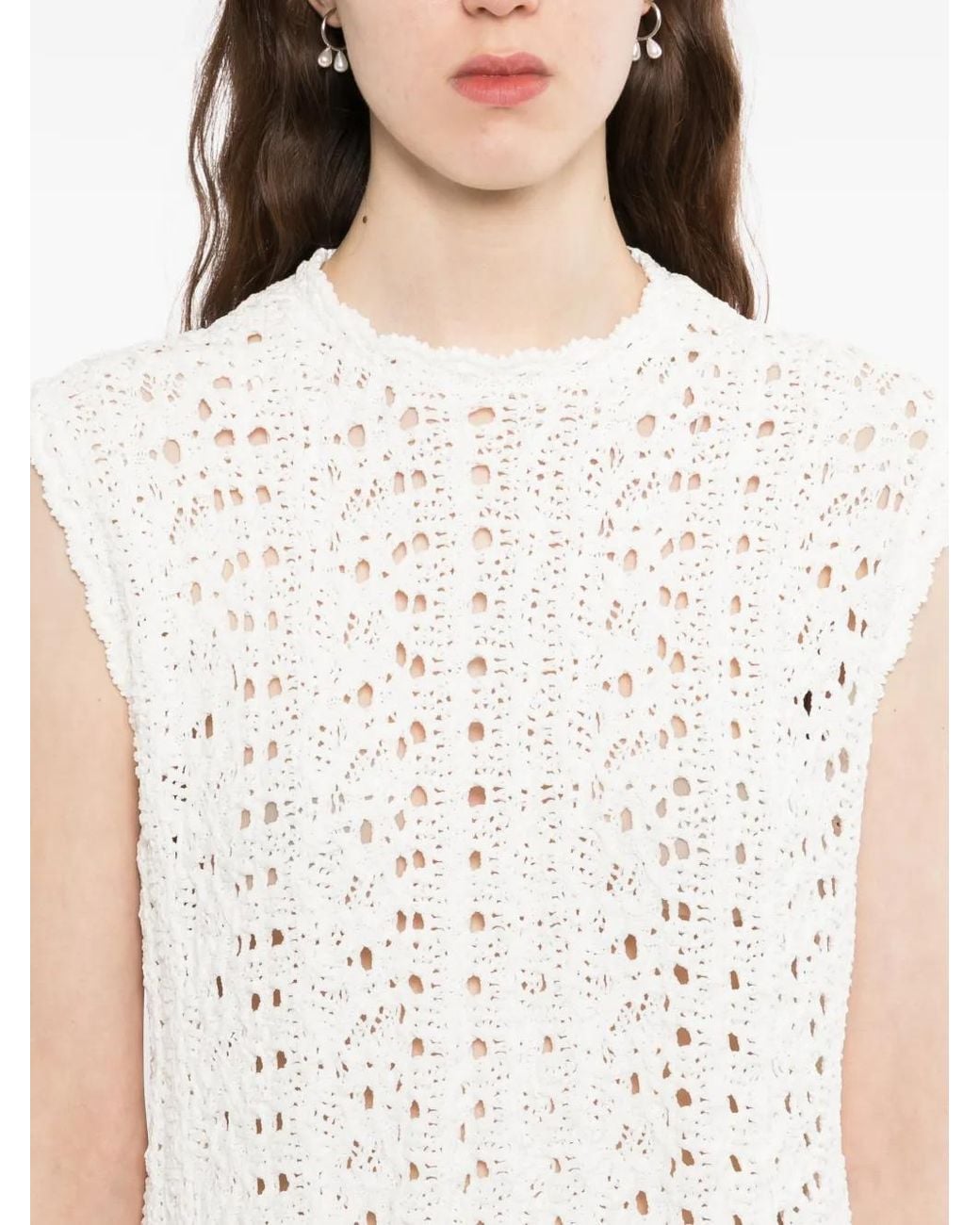 JNBY White Macrame Sleeveless Dress