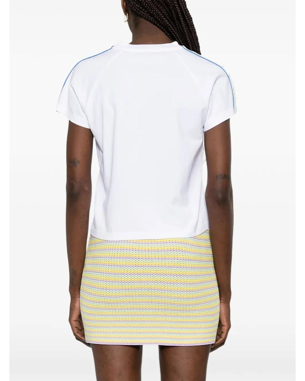 CASABLANCA Shoulder Tape T Shirt In White Lyst UK CASABLANCA Shoulder Tape T Shirt In White Lyst UK