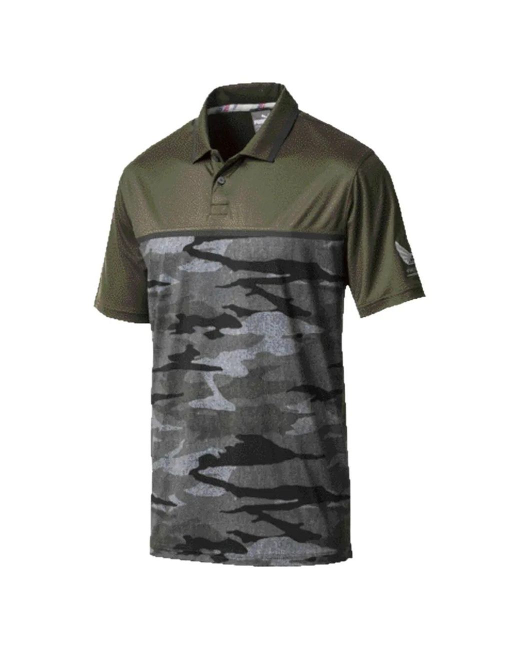 PUMA Gray Camouflage-Pattern Polo Shirt for men
