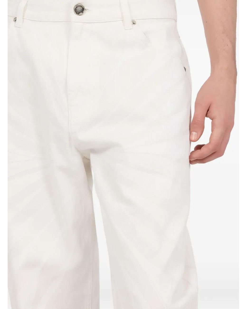 Roberto Cavalli White Ray-Print Straight-Leg Jeans for men