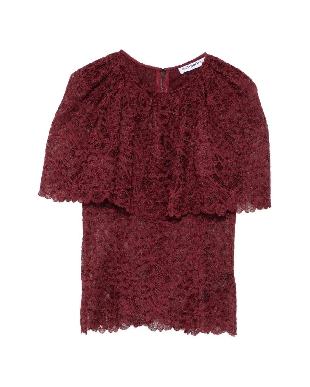 Self-Portrait Red Lace Cape Top