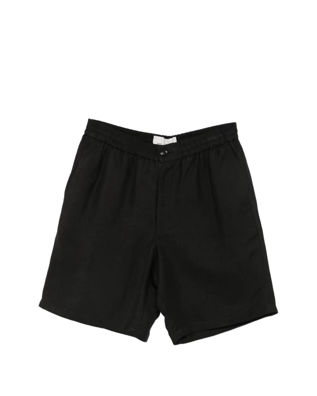AMI Black Elasticated-Waistband Shorts
