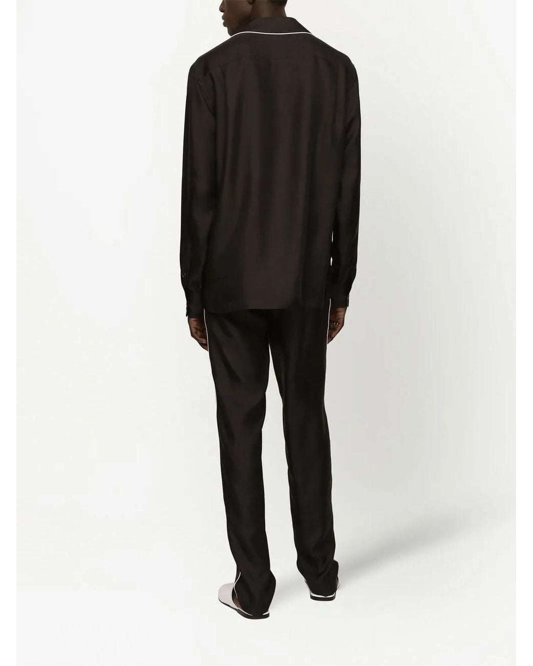 Dolce & Gabbana Black Logo-Embroidered Silk Jogging Pants for men